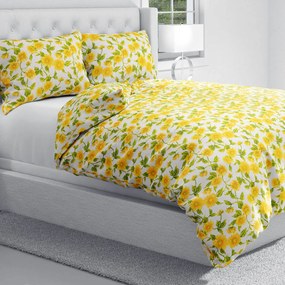 Biante Bavlnené posteľné obliečky Sandra SA-602 Slnečnice na bielom Predĺžené 140x220 a 70x90 cm