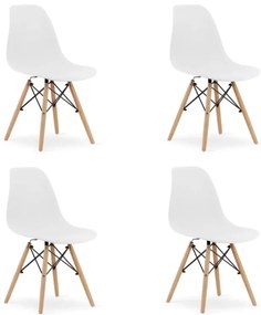 Set 4 stoličiek OSAKA biele / prírodné nohy