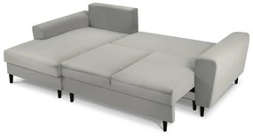 Svetlosivá menčestrová rozkladacia/s úložným priestorom rohová pohovka (ľavý roh/s leňoškou) Kyoto – Cosmopolitan Design