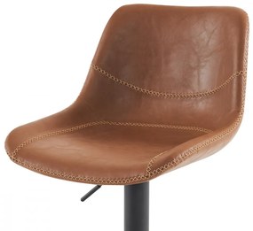 Barová stolička STEIN — kov, ekokoža, čierna / hnedá