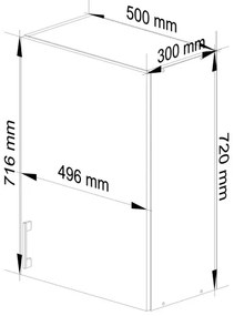 Horná kuchynská skrinka LIMA W50/720/ biela / dub sonoma