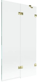 Mexen Lunar, 2-krídlová vaňová zástena pravá 100 x 150 cm, číre sklo, zlatá lesklá, 897-100-100-50-00-P