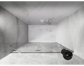 Mexen, Mexen Lunar ľavé otočné sprchové dvere 135 cm, transparentné, biele - 834-135-000-20-00-L