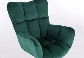 LuxuryForm DESIGN Kreslo AURORA VELUR na strieborné podstave s kolieskami - zelené