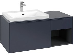 VILLEROY &amp; BOCH Subway 3.0 závesná skrinka pod umývadlo (umývadlo vľavo), 2 zásuvky + regálový prvok, 1001 x 516 x 422,5 mm, Marine Blue, C57202VQ