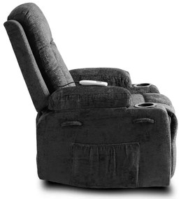 Masážne polohovateľné kreslo ARIEN čierny zamat - vintino.sk