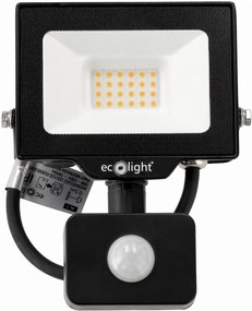 ECOLIGHT LED reflektor 20W 2v1 - neutrálna biela + čidlo pohybu