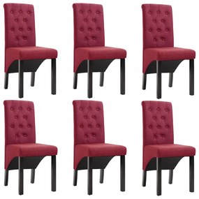 Jedálenské stoličky 6 ks vínovo-červené látkové
