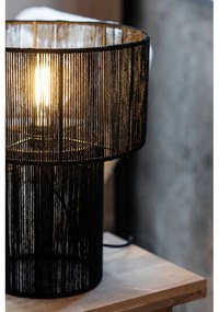 Čierna stolová lampa s tienidlom z juty (výška 38 cm) Soga – Markslöjd