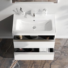 Skrinka s umývadlom 80 AM.PM Hit MTAFHX0802WG závesná, 2 zásuvky, lesklá biela