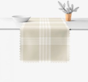 Goldea vianočný behúň na stôl teflónový - biele káro na béžovej 50x160 cm