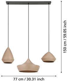 Eglo 390269 - Luster na lanku TORREMOLINOS 3xE27/28W/230V béžová