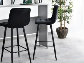 ModernHome Barová stolička, vysoká - čierny zamat