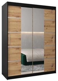Šatníková skriňa 150 cm Verika 4 150 (čierna + dub artisan). Akcia -16%. Vlastná spoľahlivá doprava až k Vám domov. 1064280
