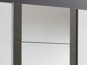 Šatníková skriňa Bern, šírka 313 cm/výška 208 cm, biela/antracitová oceľ