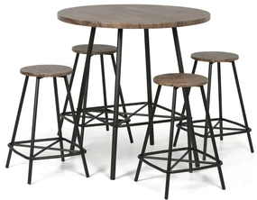 Jedálenská/barová sada WELLINGTON ROUND, stôl priemer 90 cm + 4 stoličky