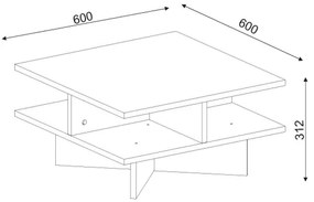 Konferenčný stolík HAMTON 31,2x60 cm hnedá/biela