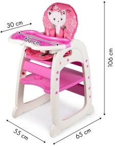 EcoToys Detská jedálenská stolička 2v1, ružová, C-211 pink
