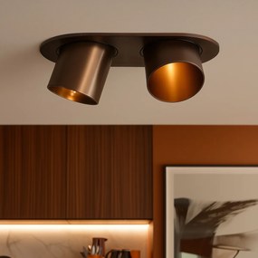 Zaskrutkované bodové svetlo zaoblené tmavá bronz GU10 50 mm 2-svetlo - Installa