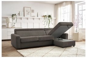 Sivo-hnedá menčestrová rozkladacia rohová pohovka (variabilná) Monaco – Bobochic Paris