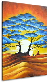 Gario Ručne maľovaný obraz Odpočinok pod modrým stromom Rozmery: 70 x 100 cm