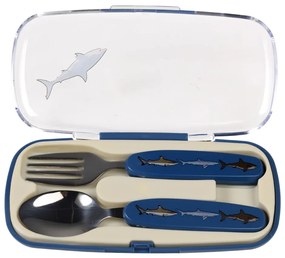 Modrý antikoro detský príbor 2 ks Sharks – Rex London