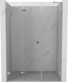 Mexen Lunar-F, ľavé sklápacie sprchové dvere 145 cm, číre sklo, chrómový profil, 836S-145-050-01-00-L