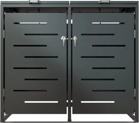 Kovový prístrešok pre 2 popolnice, antracit, 132×116×80 cm