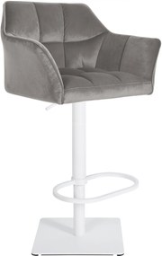 Barová stolička Damaso W - zamat, biely rám - Sivá
