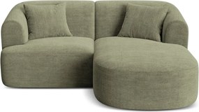 Zelená menčestrová rohová pohovka (pravý roh/s leňoškou) Campi – Cosmopolitan Design