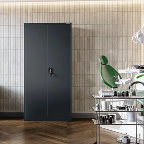 Kovová šatňová skriňa DAWID, 900 x 1850 x 450 mm, antracitová