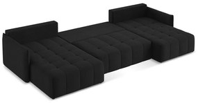 Čierna rozkladacia/s úložným priestorom rohová pohovka (do tvaru "U") Moku – Makamii
