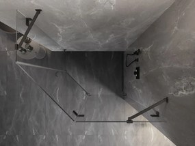 Mexen Lunar, výklopný päťuholníkový sprchový kút pravý 100 x 80 cm, 8mm číre sklo, grafitový profil, 831-100P-080L-95-00-P
