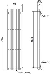 Mexen Aurora, vykurovacie teleso 1800x450 mm, 1347 W, čierna, W212-1800-450-00-70