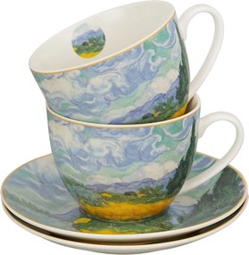 Porcelánová šálka s podšálkou Van Gogh Wheat Field 270 ml sada 2ks