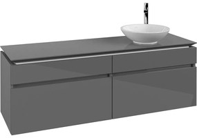 VILLEROY &amp; BOCH Legato závesná skrinka pod umývadlo na dosku (umývadlo vpravo), 4 zásuvky, 1600 x 500 x 550 mm, Glossy Grey, B59800FP