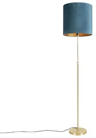 Stojaca lampa zlatá/mosadzná s modrým zamatovým tienidlom 40/40 cm - Parte