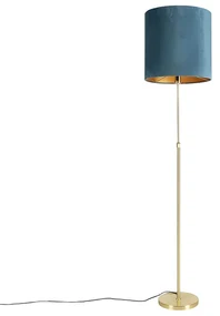 Stojaca lampa zlatá/mosadzná s modrým zamatovým tienidlom 40/40 cm - Parte