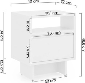 Nočná skrinka Zolia 40 cm so zásuvkou na sokli - kasmír