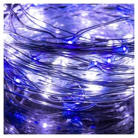 SPRINGOS LED reťaz Nano Duo - 10m, 100LED, 3xAA, biela / modrá
