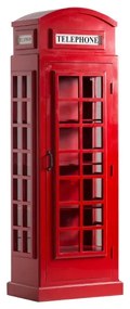furniture-nabytek.cz - Masívna vitrína London police v červenej farbe, lakovaná, z mangového dreva – 64×40×185 cm