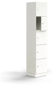 Priehradková skrinka QBUS, 5 priehradiek, so soklom, 2020x400x420 mm, biela