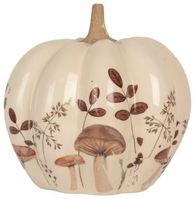 Béžová keramická dekorácia tekvice s Little Forest Jewels - Ø 18*18 cm