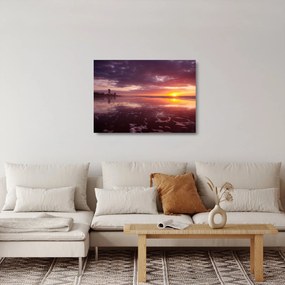 Sklenený obraz - Pláž pri západe slnka (70x50 cm)