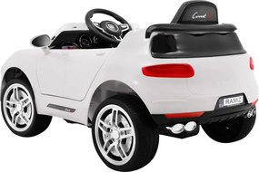 Ramiz Turbo-S batériové auto pre deti Biele + Diaľkové ovládanie + Pomalý štart + EVA kolesá + MP3 rádio