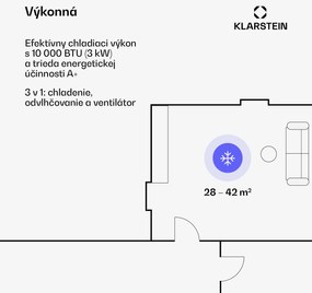 Klarstein Metrobreeze Rom Smart, mobilná klimatizácia, 10 000 BTU, 3,0 kW, A, diaľkový ovládač