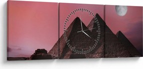 Obraz - Pyramídy Giza, Egypt (s hodinami) (90x30 cm)