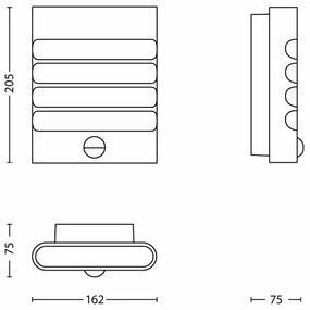 Philips 17274/93/16-LED Vonkajšie svietidlo so senzorom RACCOON 1xLED/3W/230V IP44
