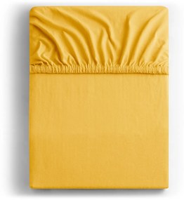 Bavlnené jersey prestieradlo s gumou DecoKing Nephrite žlté