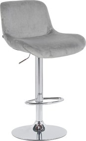 Barová stolička Solon - zamat, chróm rám - šedá
